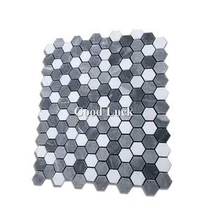 迷你六角形天然大理石马赛克瓷砖户外地板大理石瓷砖