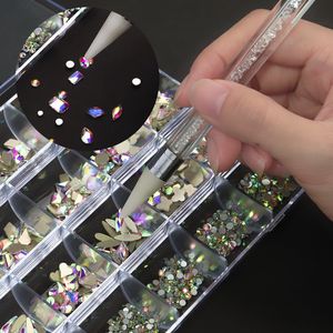 ขายตรงจากโรงงาน คริสตัลตกแต่งเล็บ 24 ช่อง สี AB แบบหลังแบน สำหรับตกแต่งเล็บ - Product Image 3