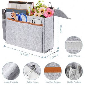 New Design Convenient Bed Sofa <b>Desk</b> Hanging Caddy Organizer Felt Bedside Storage Bag with Pockets - Product Image 4