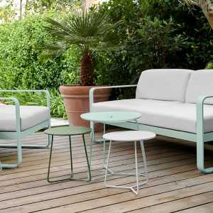 Mesa auxiliar redonda de metal, mesa auxiliar pequeña plegable negra, mesa de centro con acento para exteriores e interiores para espacios pequeños, dormitorio, Patio - Product Image 2