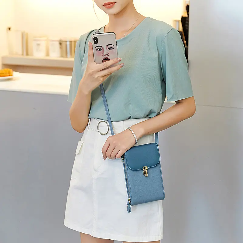럭셔리 패션 Crossbody 어깨 휴대 전화 가방 및 케이스 아이폰 여성 가죽 휴대 전화 가방 휴대용 지갑 카드 가방