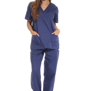 Ensembles de blouses médicales pour infirmières, six poches, tricotés (col en V, pantalon cargo), 100% polyester - Product Image 2