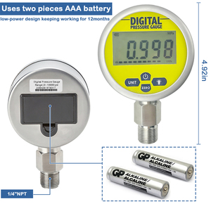 10000PSI เกจวัดความดันดิจิตอล80มม. เส้นผ่านศูนย์กลางสูง0.4% FS ไฮดรอลิกมาโนมิเตอร์ขนาด1/4นิ้ว - Product Image 5