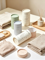 Petite boîte cylindrique en carton biodégradable écologique avec couvercle plat et fermeture magnétique pour bonbons et aromathérapie