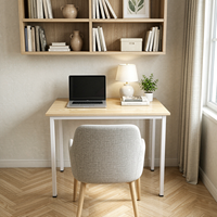 Bureau PC pour salon, gain de place, construction robuste en métal, surface en bois, table de bureau minimaliste pour la maison