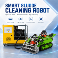 Robot de nettoyage rapide des égouts à chenilles en caoutchouc télécommandé pour l'élimination de la boue dans les bassins de refroidissement et les fermes piscicoles