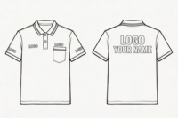 Polo unisexe en tissu tricoté en polyester, écologique, avec impression par transfert thermique, à manches courtes et fermeture boutonnée, pour uniforme de café-bar et restaurant