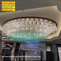 Décoration d'intérieur moderne personnalisée de luxe Luminaire pour hall d'hôtel Salle de mariage Salle de banquet Lustre en verre au plafond avec LED