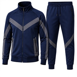 Men's Polyester Tracksuit Full <b>Zip</b> <b>Hooded</b> Sporty Style Color Blocking Regular Fit Winter Eco-Friendly Quick Dry Lightweight - Product Image 1