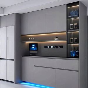 Modern Luxury Living Room <b>Storage</b> <b>Cabinets</b> Customizable <b>Wooden</b> Dining Side Display <b>Cabinets</b> for Villa Home Stainless Steel - Product Image 3