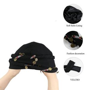 Nouvel Arrivage – Bonnets pour Femmes à Haute Élasticité, Style Décontracté, avec Motif Pièce d'Or et Pompons, Tendance Ethnique, Doublure en Satin - Product Image 3