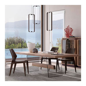 Chaise de salle à manger contemporaine en cuir avec dossier et pieds en métal, design ergonomique, écologique, pour mobilier de salle à manger de villa - Product Image 3