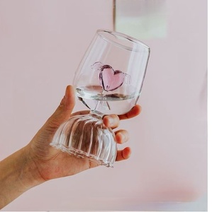 Tlife ménage cristal verres <span class=keywords><strong>cupidon</strong></span> coeur rayure haute Base rouge verre à vin cadeaux - Product Image 2