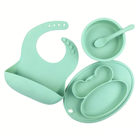 CHINFAI Ensemble de bavoirs, bols, assiettes, fourchettes et cuillères personnalisés, ensemble d'alimentation pour bébé, boîte cadeau, vaisselle en silicone sans BPA, ventouse