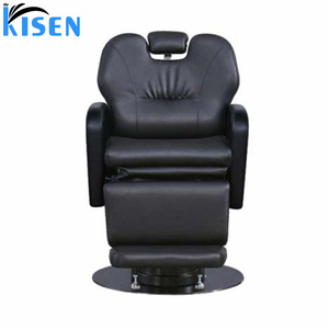 Sillón de Barbería Eléctrico Ajustable Moderno Kisen, Sillón de Peluquería de Cuero Verde con 2 Motores de Rotación - Product Image 1