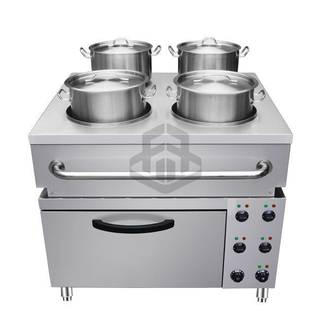 Stainless Steel Electric Induction Cooker 4-Burner Commercial Hot Plate with Oven and Motor