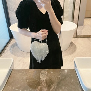 Bolsa de ombro feminina com diamante de borla, para noite, em cristal, para casamento - Product Image 5