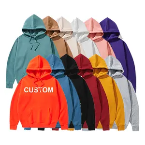 Custom logo 100% cotton men's hoodies sweatshirts unisex streetwear pullover oversized hoodies embroidery blank men hoodies