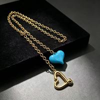 Collier long HC Fashion 95CM en acier inoxydable, collier lariat en forme de Y avec pendentif cœur émaillé et fermoir mousqueton – Fournisseur en gros