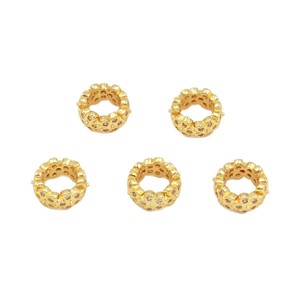 18k Gold Plated Zircon <b>Flower</b> Spacer Beads For DIY Jewelry Making <b>Bracelet</b> Components 6mm Round Bead Findings - Product Image 5