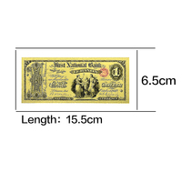 Billet de banque vintage en dollars américains 1863-1935, style or 24 carats - 5 exemplaires de collection américains Billets de banque décoratifs historiques recto-verso 15,5x6,5 cm