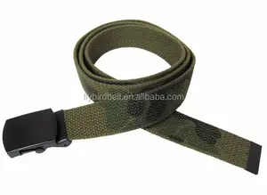 Olive Green Custom Printed Uniform Training Fighting Durable Cotton Canvas Fabric Web Belt With Roll Black Buckle