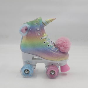 <span class=keywords><strong>Pattini</strong></span> a rotelle Unicorn Glitter per donna, <span class=keywords><strong>pattini</strong></span> a rotelle alti in pelle PU, <span class=keywords><strong>pattini</strong></span> a rotelle a doppia fila con quattro ruote <span class=keywords><strong>rosa</strong></span> lucide per ragazze - Product Image 3