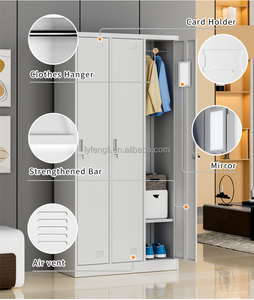 Steel 3-<b>Door</b> Key Lock Durable Locker with <b>Mirror</b> <b>for</b> Outdoor Use in Schools Gyms Offices - Product Image 6