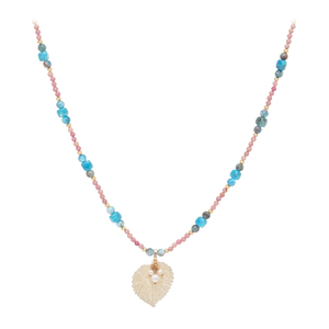 <span class=keywords><strong>Collana</strong></span> con Ciondolo Unisex Bohemien Vintage in Titanio Placcato con Perle di Pietra Naturale, Cristallo Austriaco e Imitazione Perla, con Venature a Foglia d'Albero Reale - Product Image 6