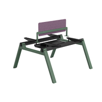 Structure de poste de travail de bureau pour 2 personnes, base de bureau en métal avec pieds en bois en forme de A, structure de table-banc pour deux personnes pour bureau ouvert