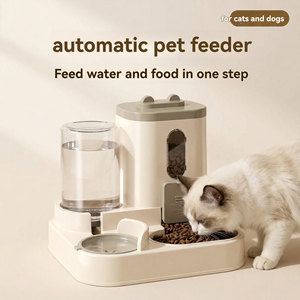 Comederos de Plástico para <span class=keywords><strong>Perros</strong></span> y Gatos, Tazón Doble con Dispensador Automático Integrado de Comida y Agua, Accesorios para Mascotas - Product Image 2