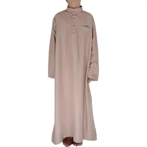 最新的新的 thobe 为孩子男孩伊斯兰服装穆斯林卡塔尔长袍
