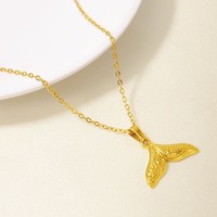 Collar con Colgante de Cola de Ballena en Acero Inoxidable 304 Chapado en Oro, Joyería Oceánica con Relieve Tallado Barroco para Chicas Elegantes