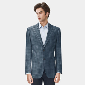 <span class=keywords><strong>Blazer</strong></span> da <span class=keywords><strong>Uomo</strong></span> Slim Fit a Quadri Elasticizzato Monopetto con Due <span class=keywords><strong>Bottoni</strong></span> e Colletto a Risvolto per Affari - Product Image 4