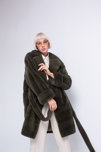 Vendita calda in tinta unita caldo cappotto di <span class=keywords><strong>visone</strong></span> azzurro chiaro Outwear maniche lunghe cappotto di <span class=keywords><strong>visone</strong></span> da donna prezzi con tasca - Product Image 4