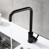 Robinet de cuisine moderne en acier inoxydable noir mat, à levier unique, pour eau chaude et froide, à poser sur le plan de travail