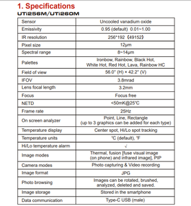 UNI-T UTi260M Cámara Termográfica Infrarroja, Módulo de Cámara para Teléfono Móvil con Medición de Temperatura, Compatible con Android 6.0 o Superior - Product Image 6
