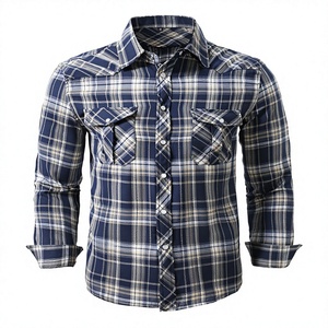 Men's Plaid Button Shirt Long Sleeve Flannel Casual Western Style Turn-down Collar Plus Size 100% Cotton Breathable Autumn - Product Image 2