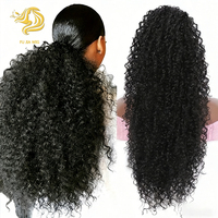 Queue de cheval ombrée bouclée avec cordon de serrage et mèches naturelles Vente en gros d'exte cheveux synthétiques pour femmes