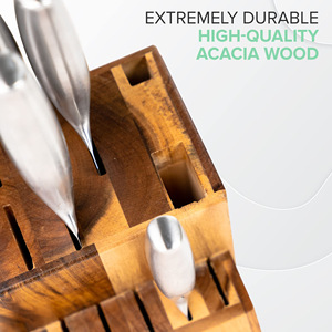 Nouveau bloc à couteaux de cuisine professionnel en bois d'acacia écologique, article cadeau de haute qualité, organisateur de couteaux en bois avec logo personnalisé pour - Product Image 3