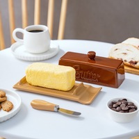 Assiettes à beurre en céramique en gros avec couvercle et couteau, grande taille, style nordique, floral, américain, biodégradable, écologique, pour la maison et les restaurants