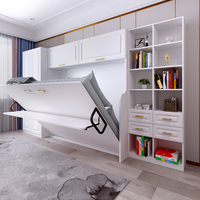 Lit escamotable moderne simple et multifonctionnel personnalisable avec bibliothèque de bureau intégrée Armoire supérieure Armoire petite et invisible