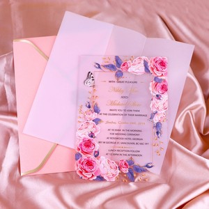 Invitations de mariage acryliques créatives impression colorée en gros cartes d'invitations de remise de diplôme d'<span class=keywords><strong>anniversaire</strong></span> personnalisées fournitures de fête - Product Image 3
