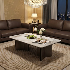 Mesa de centro de mármol, muebles rectangulares modernos y minimalistas para sala de estar, estilo nórdico de alta gama - Product Image 2