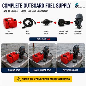Réservoir de carburant marin LINDA 12L (3 gallons) avec connecteur de pompe d'amorçage <span class=keywords><strong>pour</strong></span> <span class=keywords><strong>moteur</strong></span> <span class=keywords><strong>hors</strong></span>-<span class=keywords><strong>bord</strong></span> Yamaha 2 temps, bateau de pêche - Product Image 5