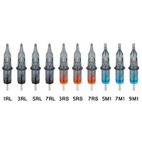 Agujas de tatuaje de cartucho de ballena azul RL RS RM M1 desechables 20 unids/caja aguja de maquillaje permanente