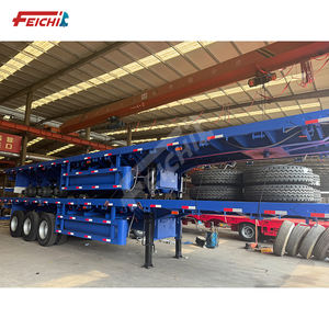 Offre Spéciale <span class=keywords><strong>en</strong></span> usine 3 essieux 20FT conteneur d'expédition conteneur semi-remorque à plat de camion avec <span class=keywords><strong>traversin</strong></span> remorques - Product Image 5