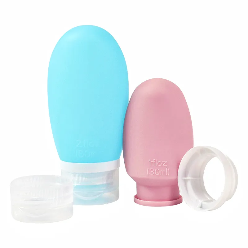 Barattolo cosmetico vuoto in Silicone da viaggio in silicone approvato tsa set da viaggio bottiglia da toilette dispenser per lozione contenitori set imballaggio