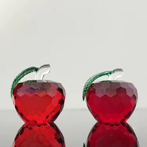 Cắt pha lê táo chặn giấy màu đỏ kim cương pha lê thủy tinh Táo trang - Product Image 4