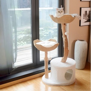 Mewah Morden alam kayu padat kucing pohon rumah pohon goresan menara pohon untuk kucing besar lantai kucing memanjat pohon furnitur dalam ruangan - Product Image 2